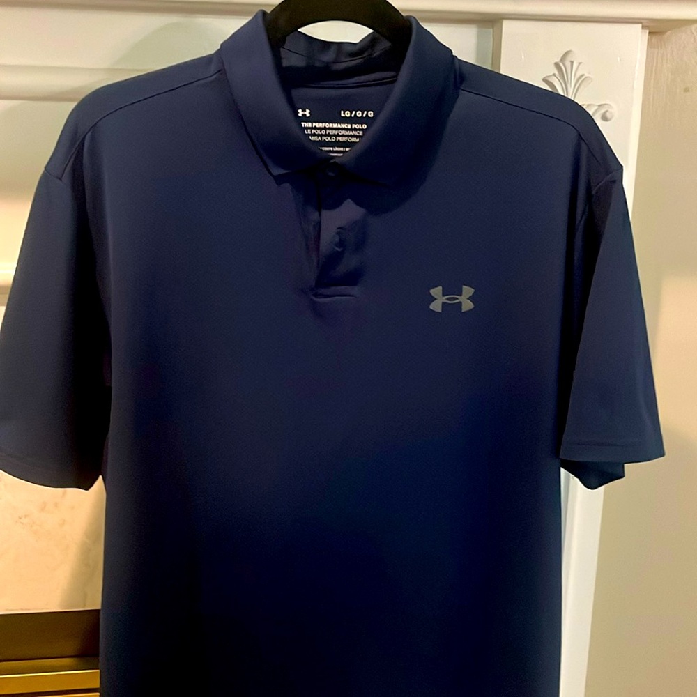 Men’s Under Armour polo . Size large . Performance polo . Navy